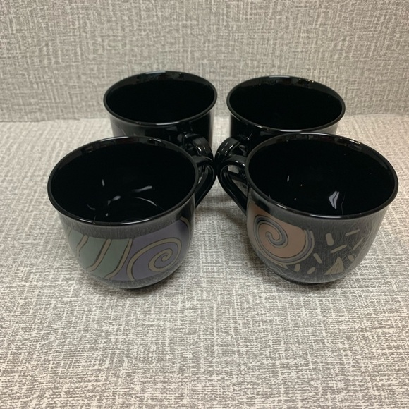 Vintage Arcoroc France 1980’s Set of 4 Teacups Tampico Pattern - Picture 3 of 11